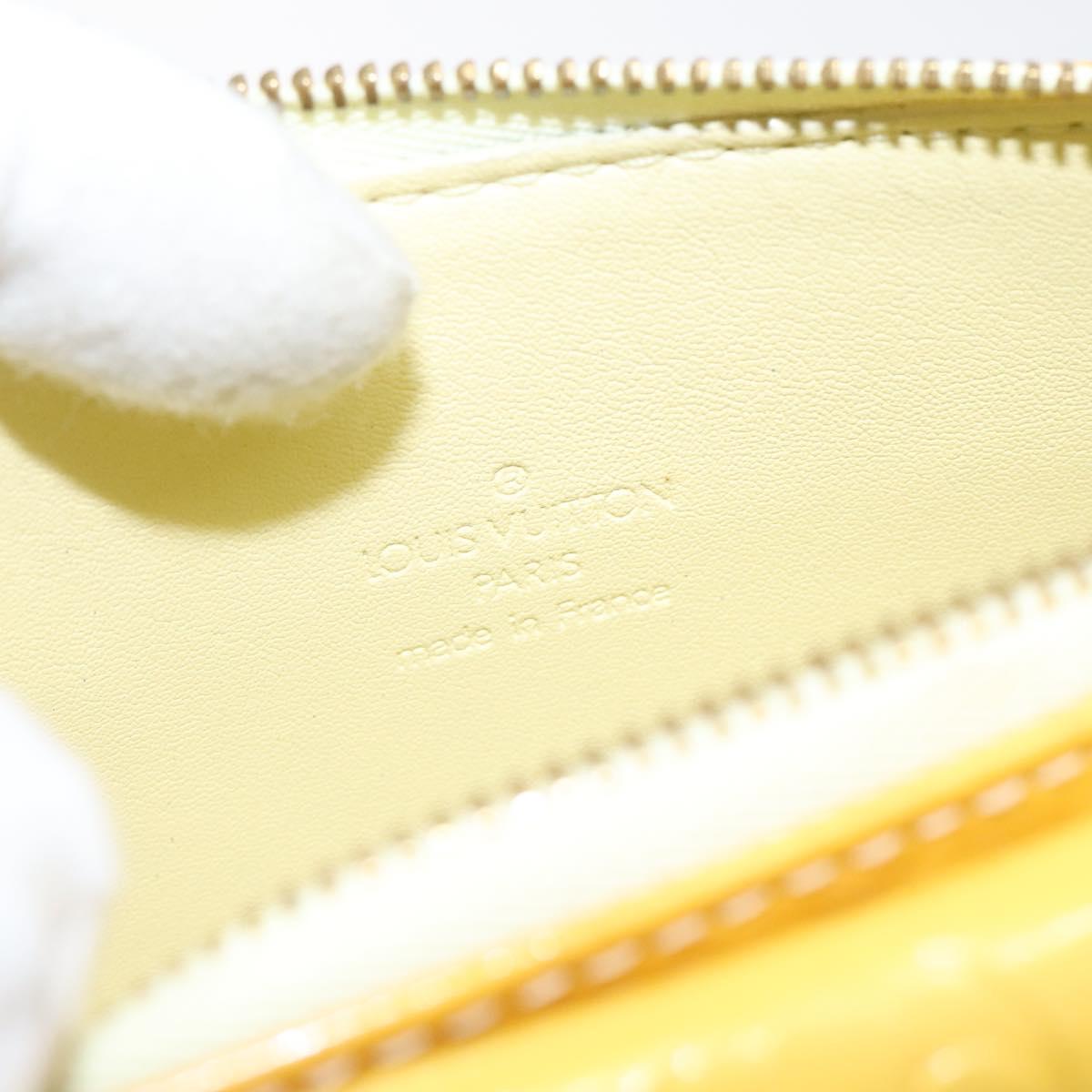 LOUIS VUITTON Monogram Vernis Motto Pouch Lime Yellow M91059 LV Auth ep7977