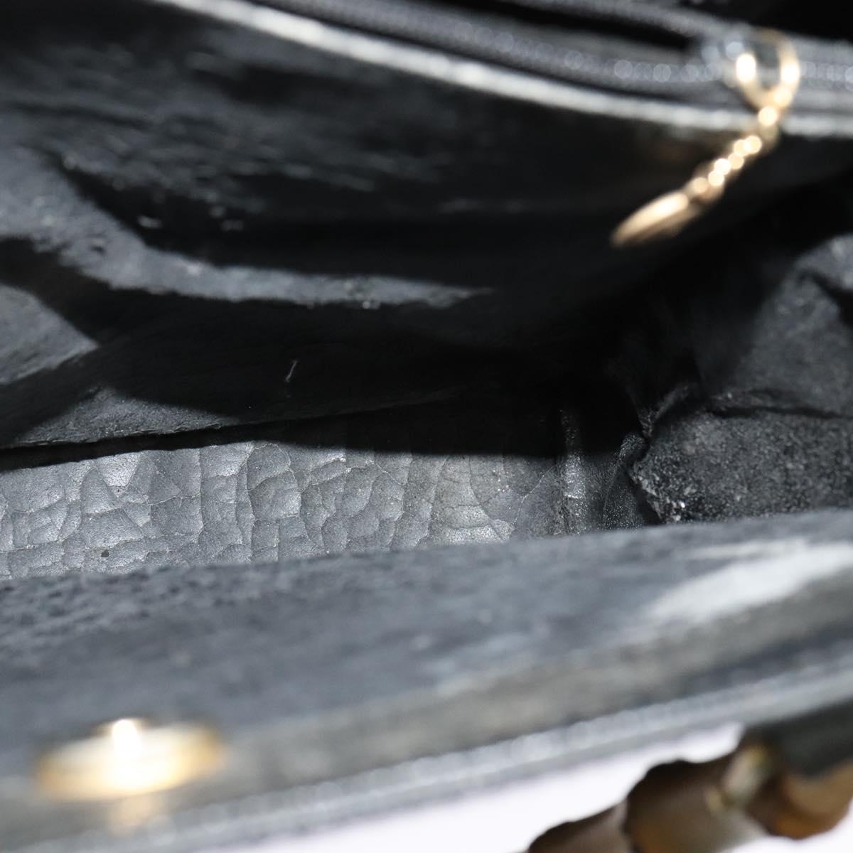 GUCCI Bamboo Tote Bag Suede Black Gold 002 1136 0260 Auth ep7981
