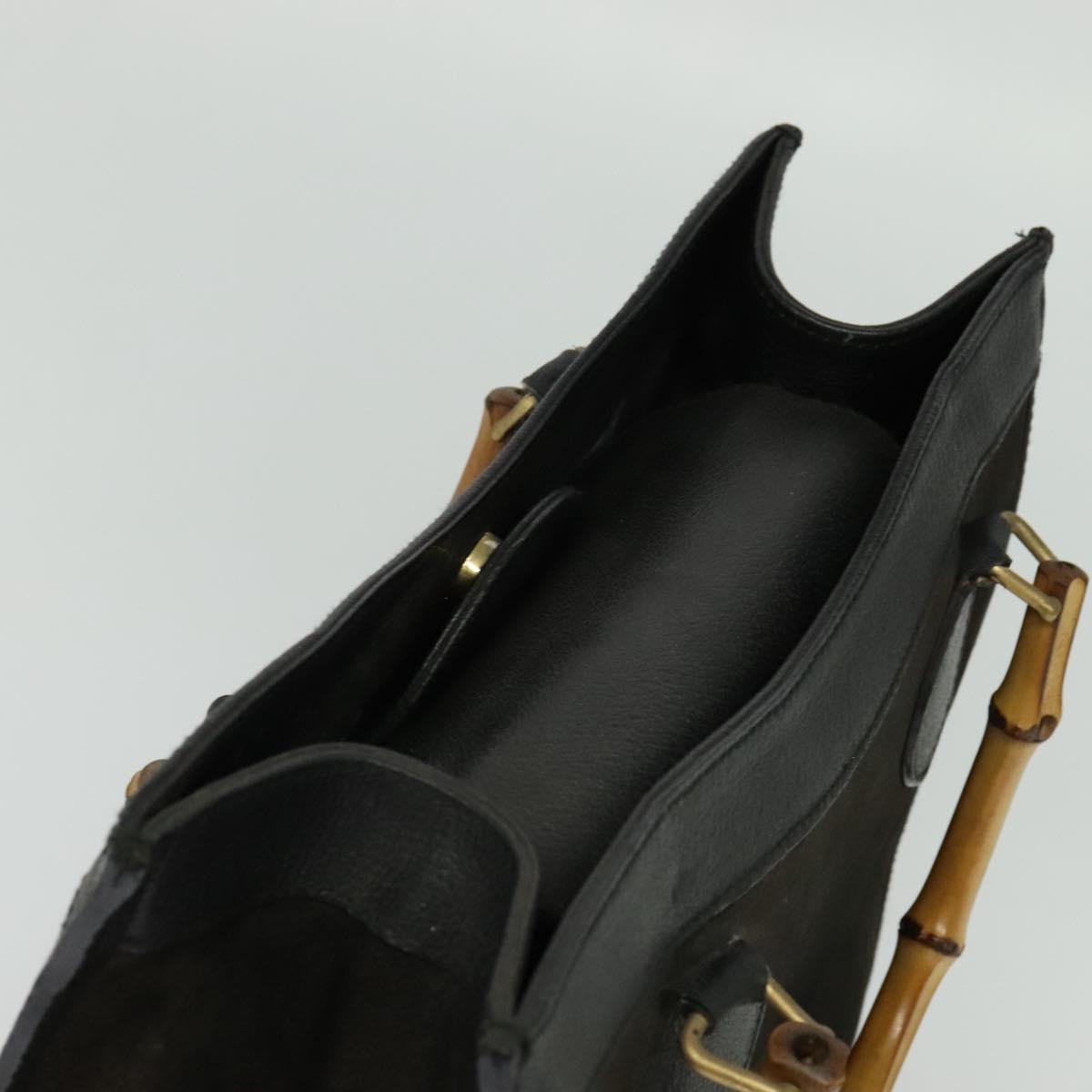 GUCCI Bamboo Tote Bag Suede Black Gold 002 1136 0260 Auth ep7981