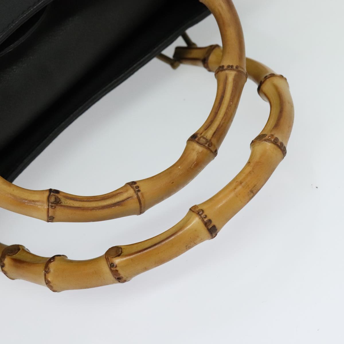 GUCCI Bamboo Tote Bag Suede Black Gold 002 1136 0260 Auth ep7981