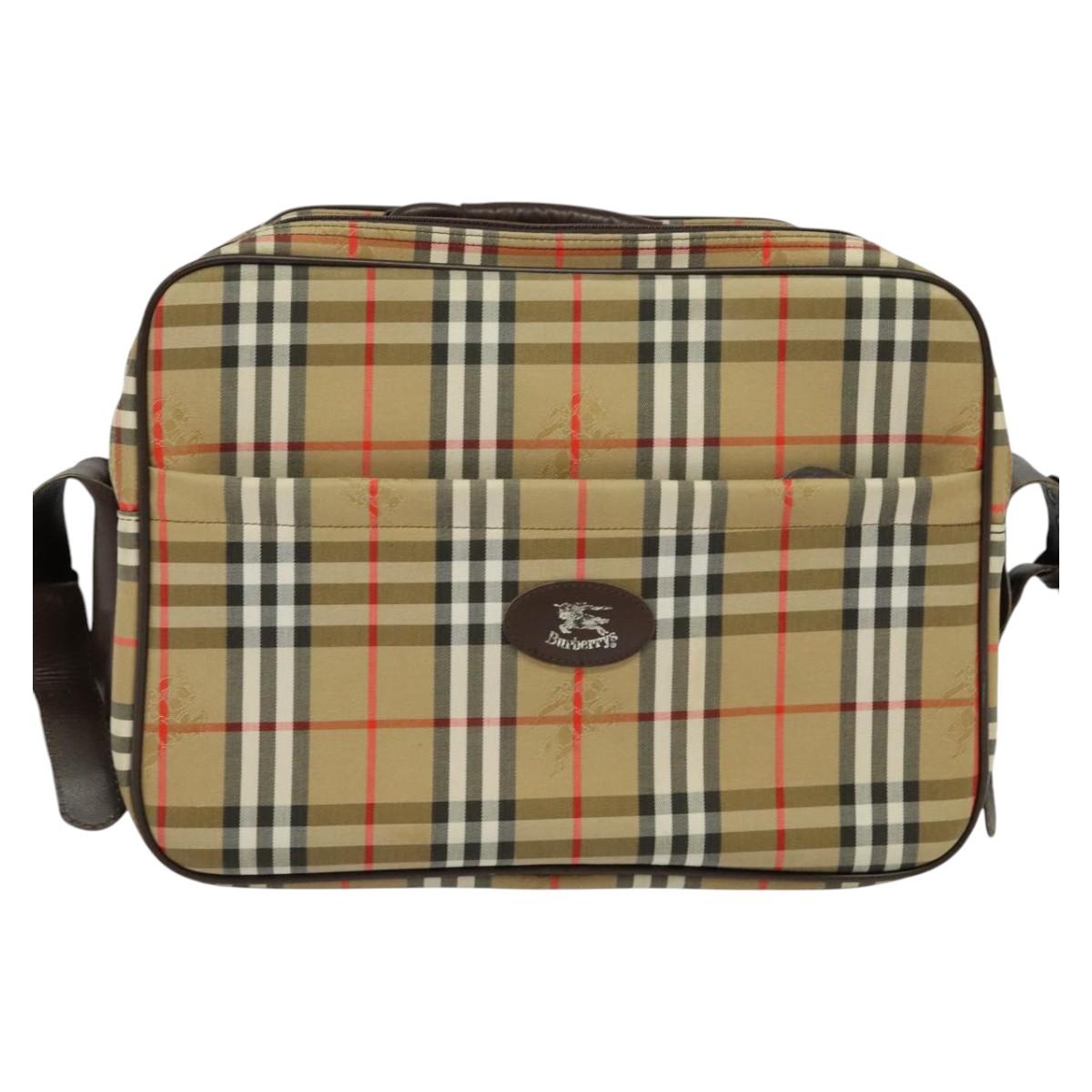 Burberrys Nova Check Business Bag Canvas Beige Auth ep7983