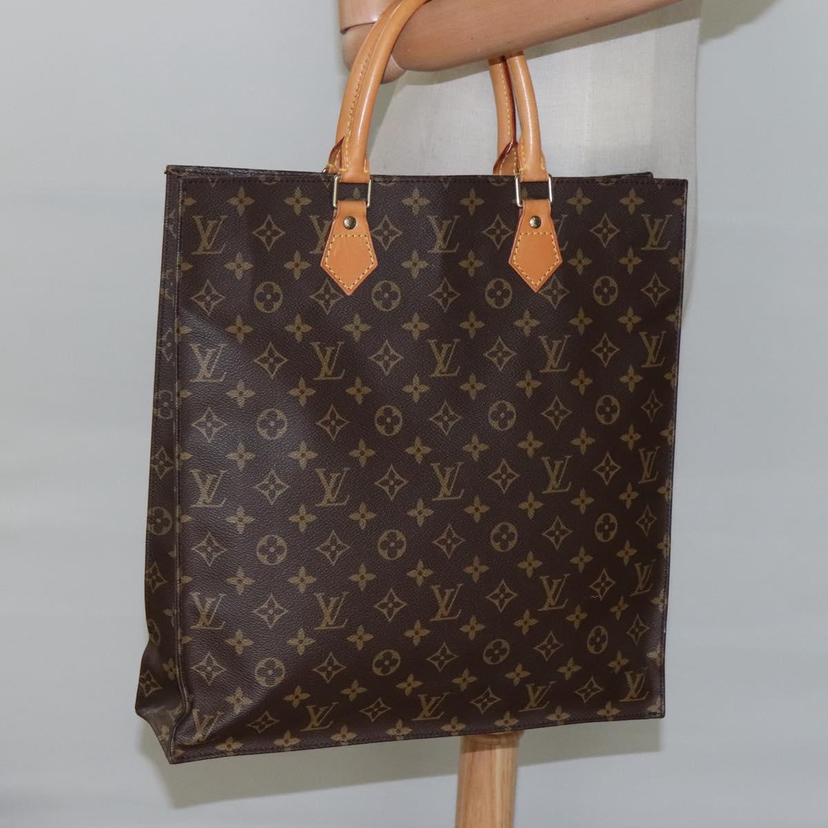 LOUIS VUITTON Monogram Sac Plat Hand Bag M51140 LV Auth ep8010