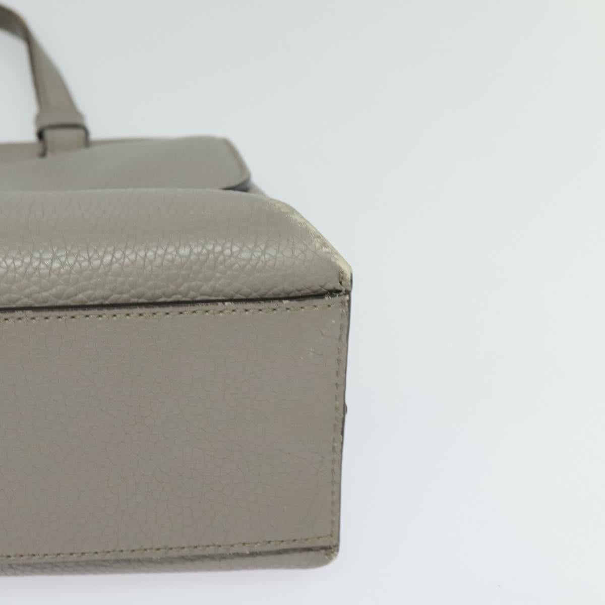 GUCCI Bamboo Daily Hand Bag Leather 2way Gray Silver 370831 Auth ep8016