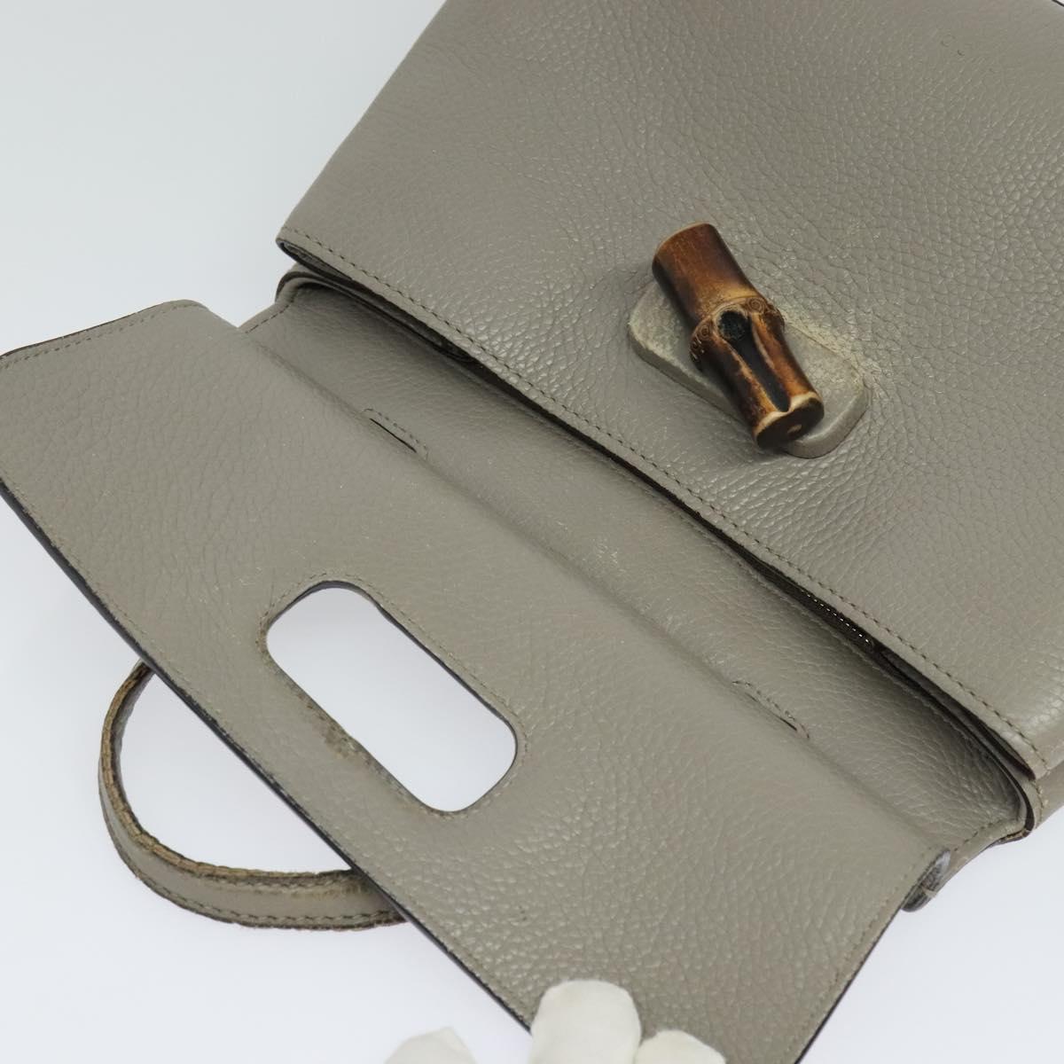 GUCCI Bamboo Daily Hand Bag Leather 2way Gray Silver 370831 Auth ep8016