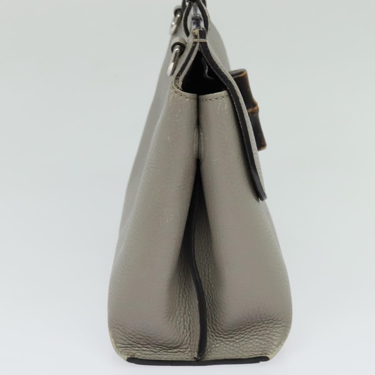 GUCCI Bamboo Daily Hand Bag Leather 2way Gray Silver 370831 Auth ep8016