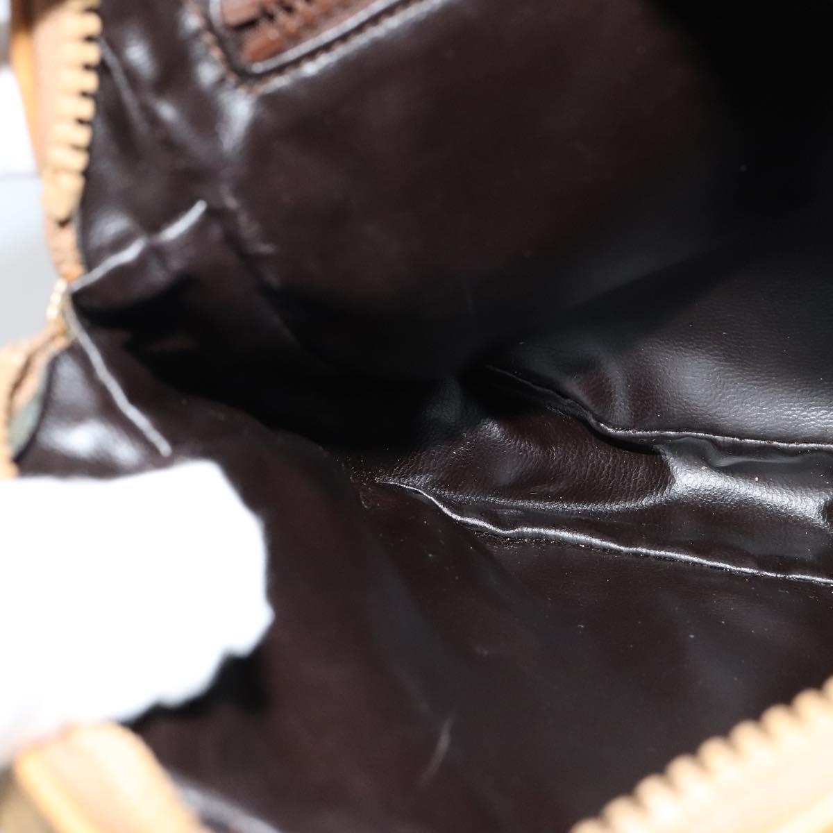 CELINE Macadam Canvas Shoulder Bag PVC Beige Gold Auth ep8051