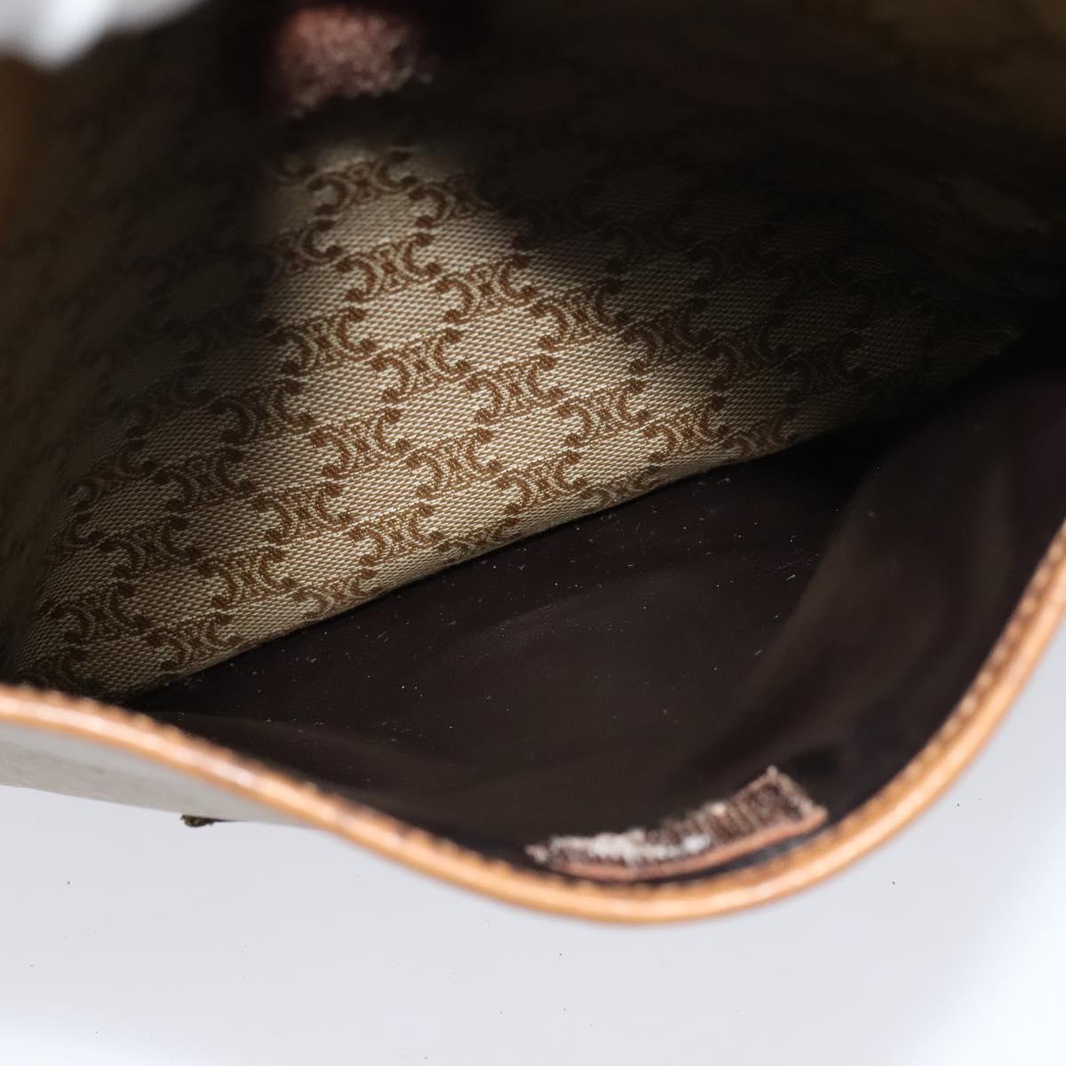 CELINE Macadam Canvas Shoulder Bag PVC Beige Gold Auth ep8051