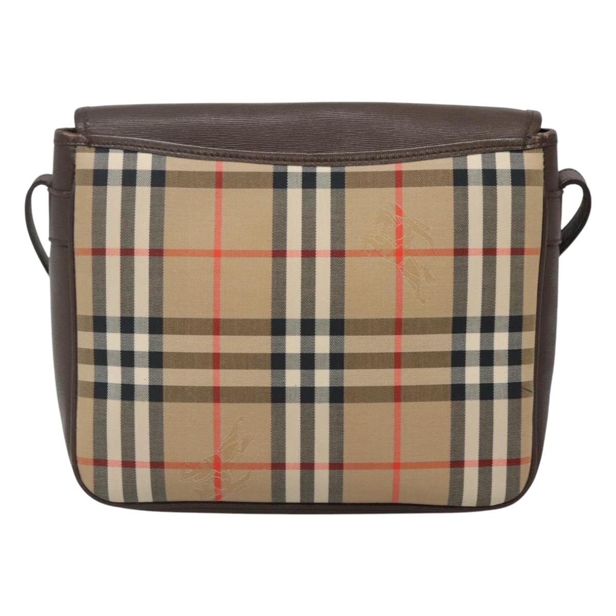 Burberrys Nova Check Shoulder Bag Canvas Beige Gold Auth ep8091