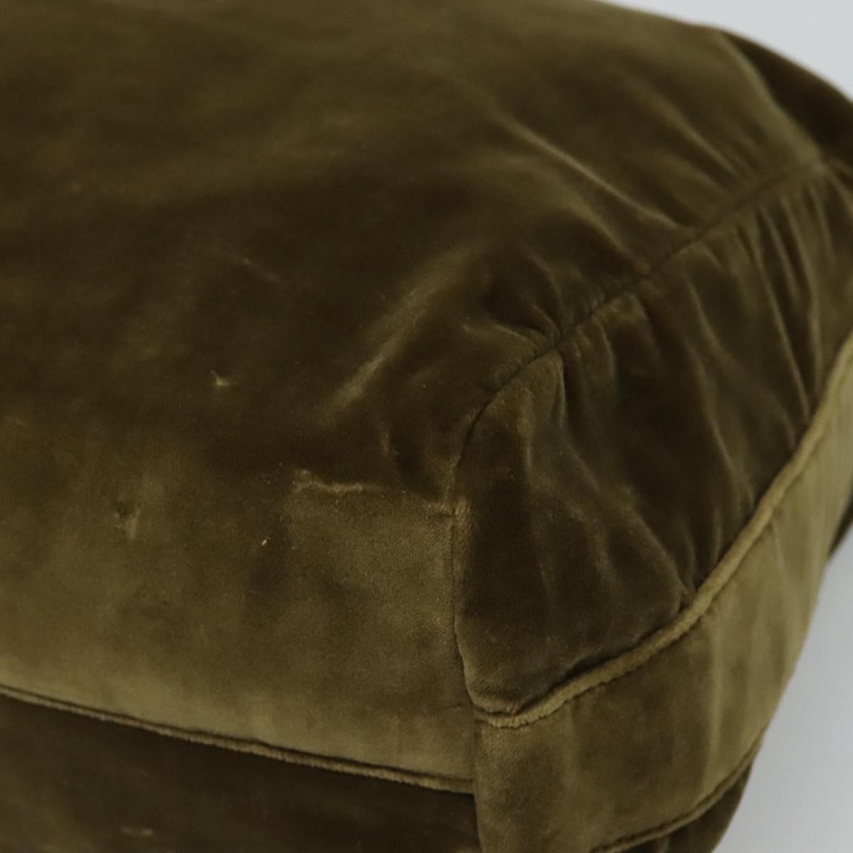 PRADA Shoulder Bag Velor Khaki Auth ep8096