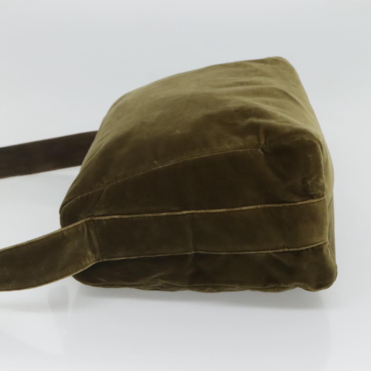 PRADA Shoulder Bag Velor Khaki Auth ep8096