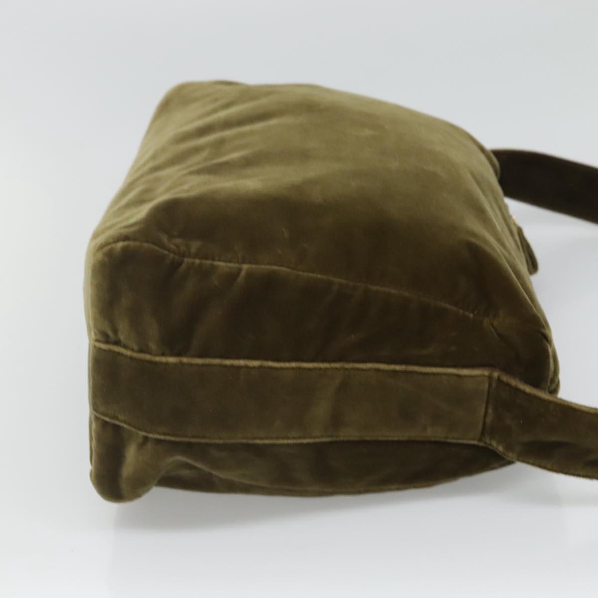 PRADA Shoulder Bag Velor Khaki Auth ep8096