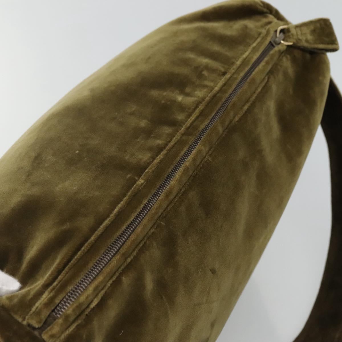 PRADA Shoulder Bag Velor Khaki Auth ep8096