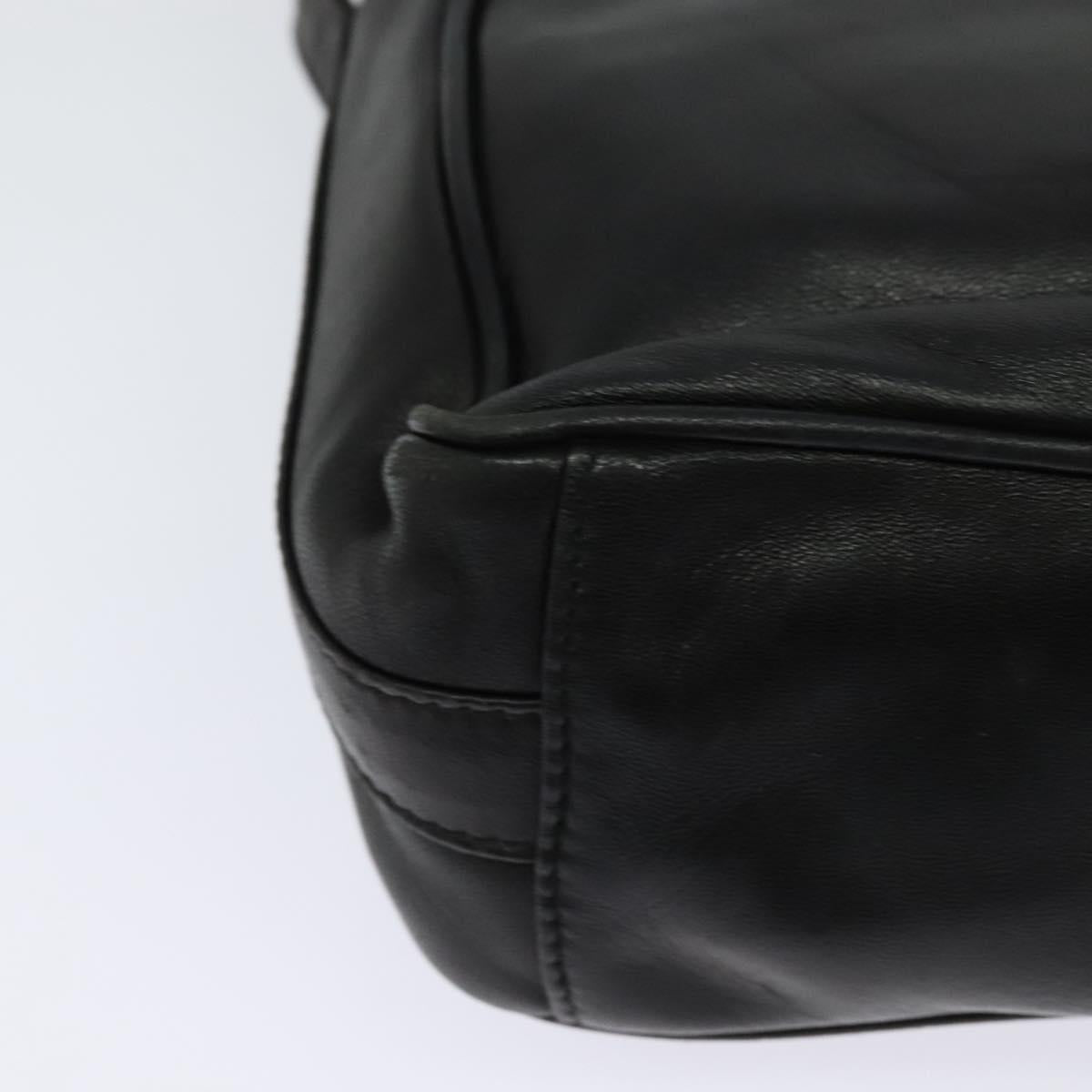 GUCCI Horsebit Shoulder Bag Leather Black Auth ep8101
