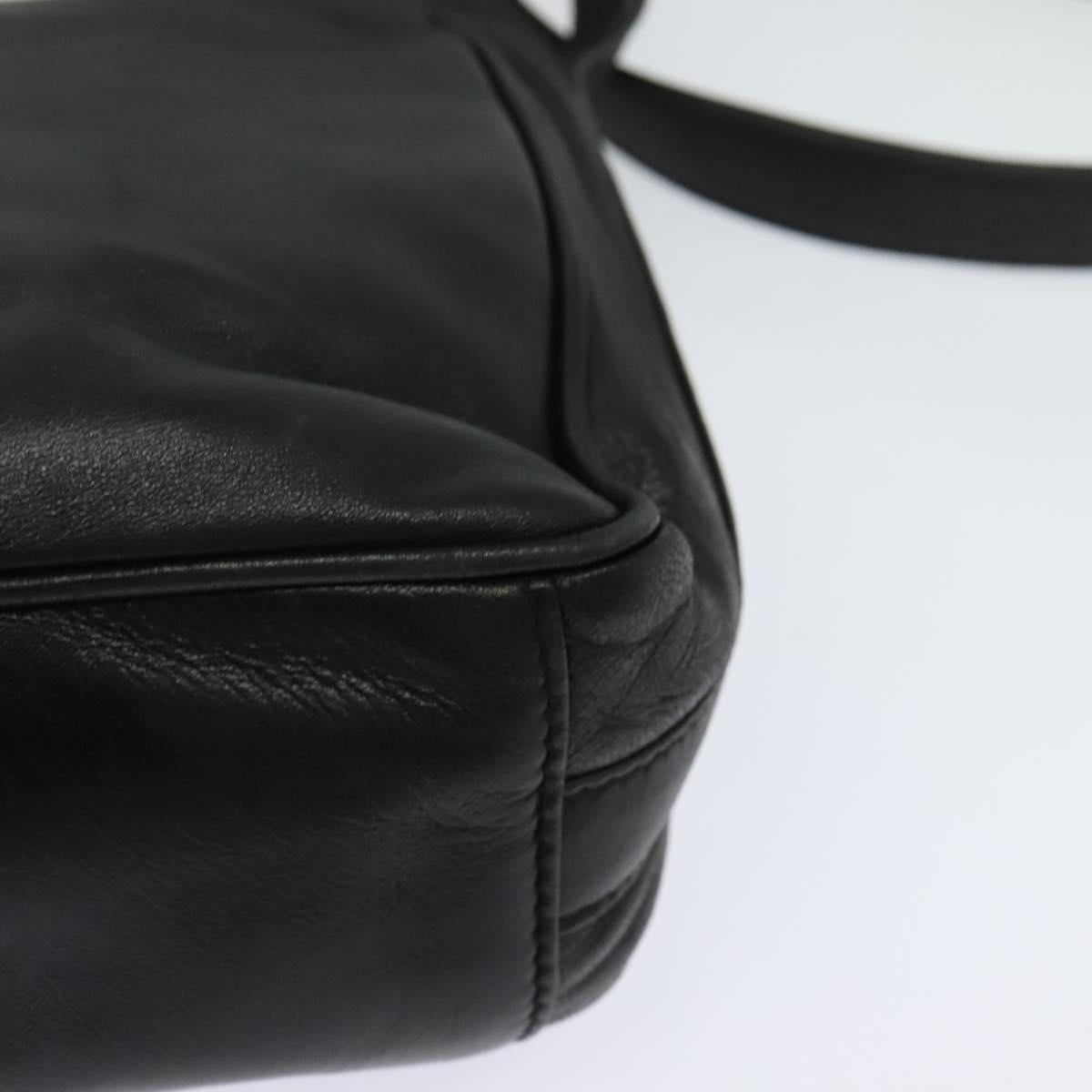GUCCI Horsebit Shoulder Bag Leather Black Auth ep8101