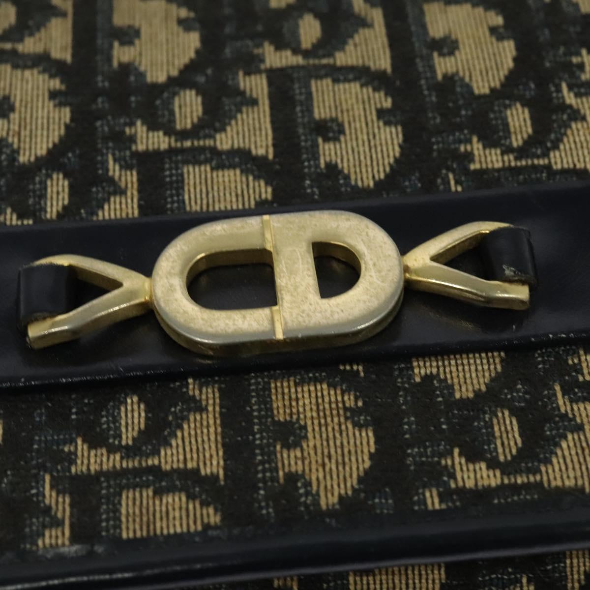 Christian Dior Trotter Canvas Chain Shoulder Bag Navy Auth ep8112