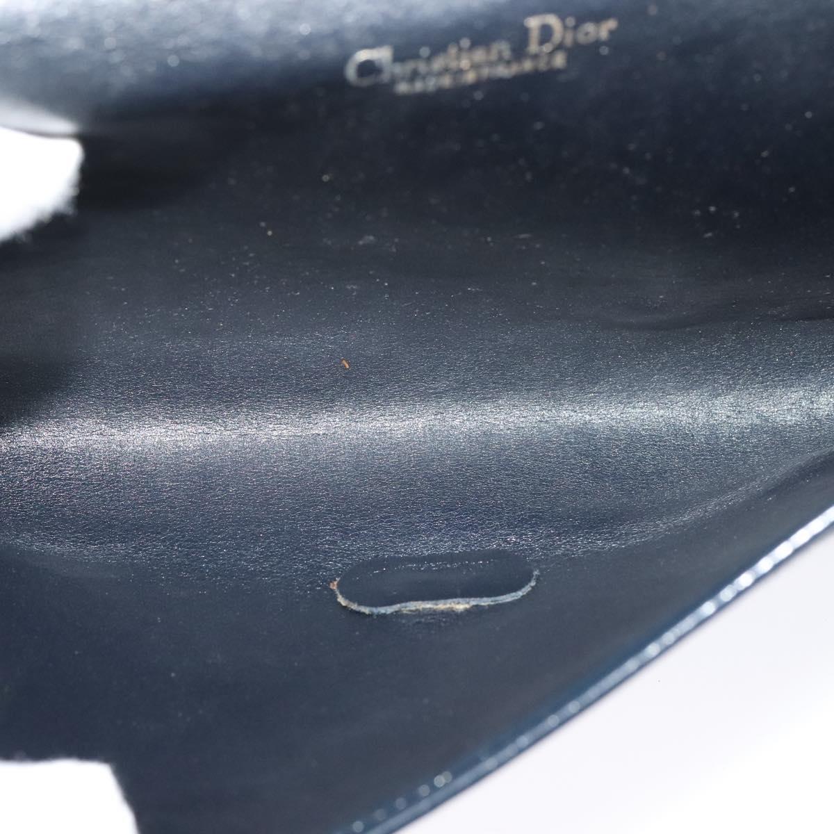 Christian Dior Trotter Canvas Chain Shoulder Bag Navy Auth ep8112