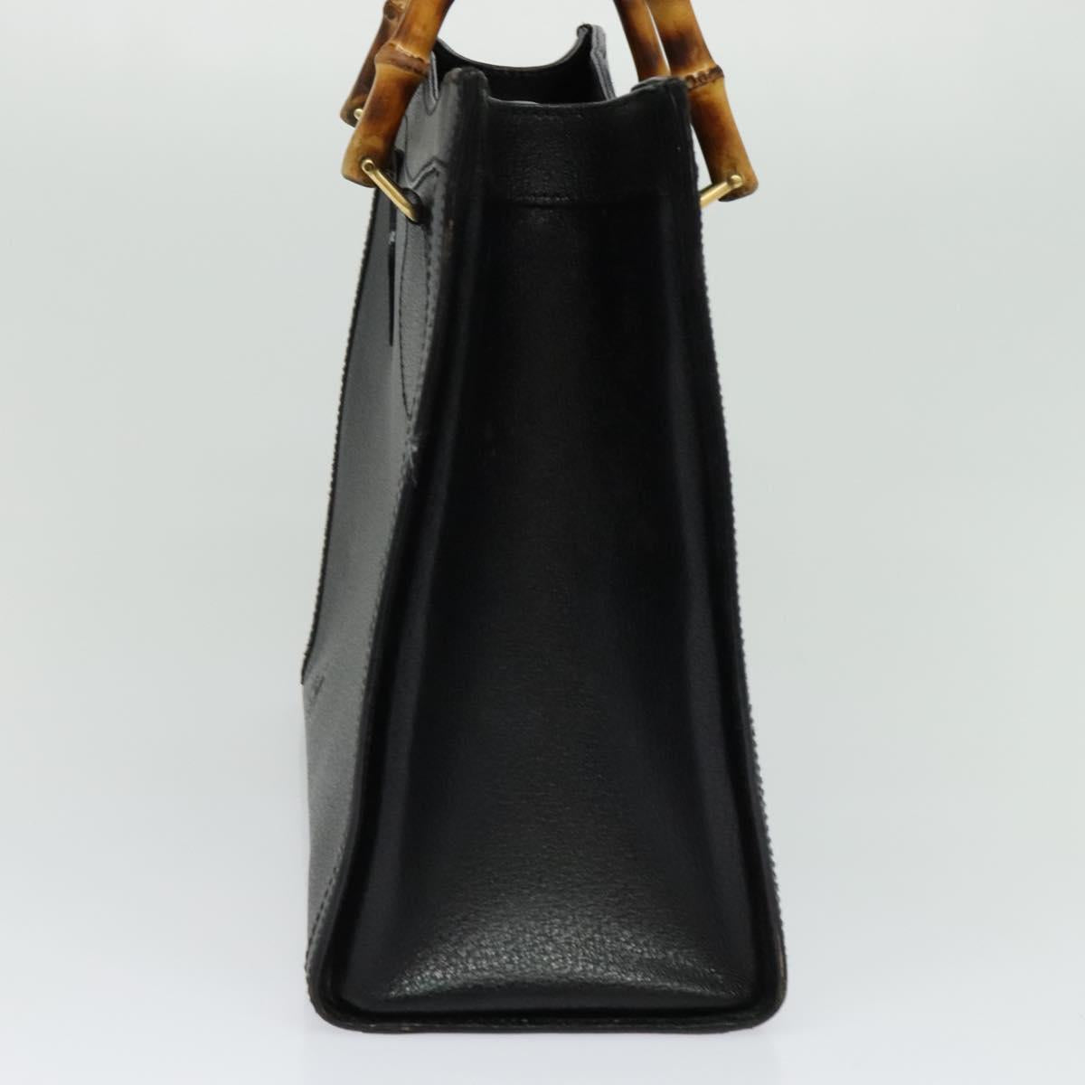 GUCCI Bamboo Hand Bag Leather Black Gold 002 2853 0260 0 Auth ep8133