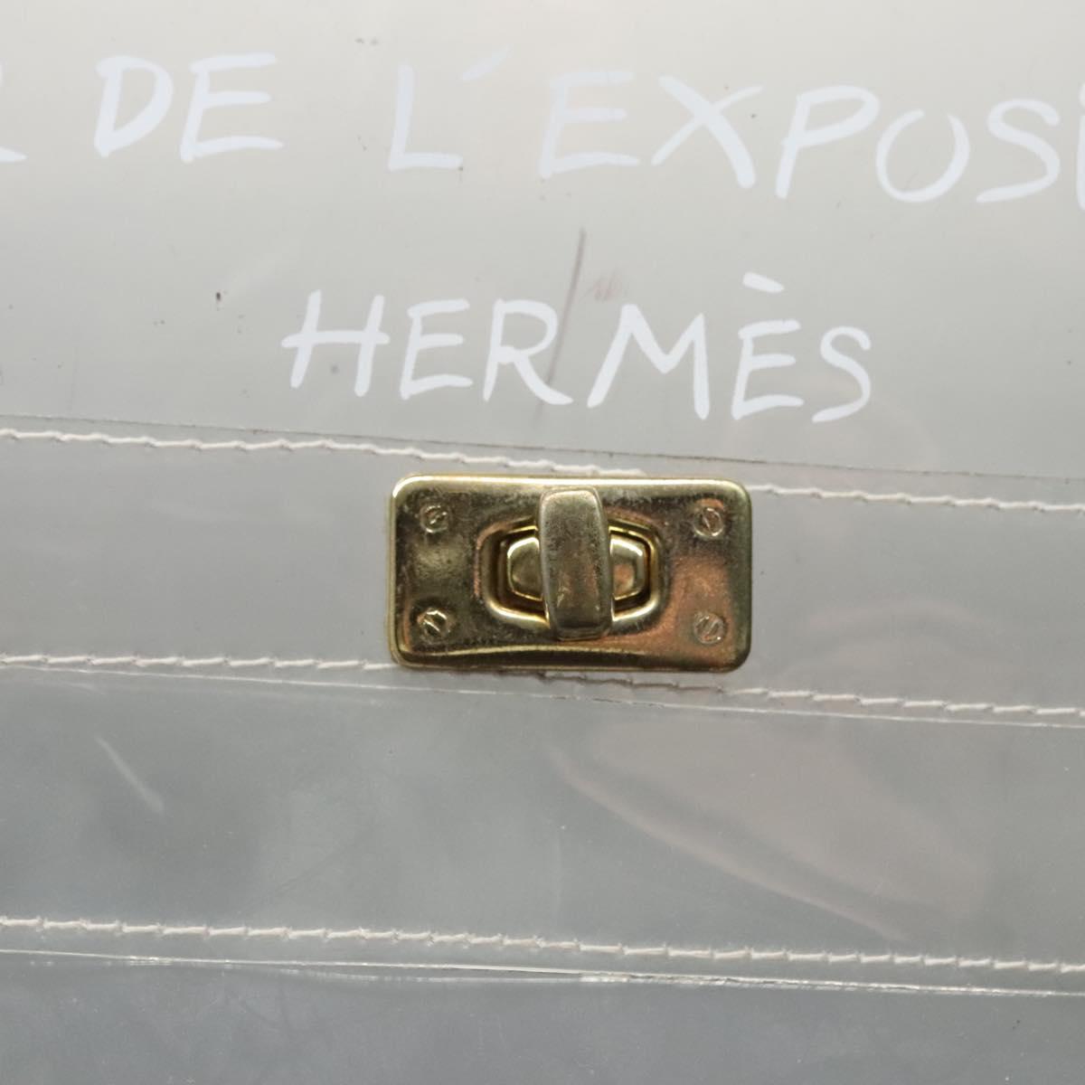 HERMES Vinyl Kelly Hand Bag Vinyl Clear Auth ep8137