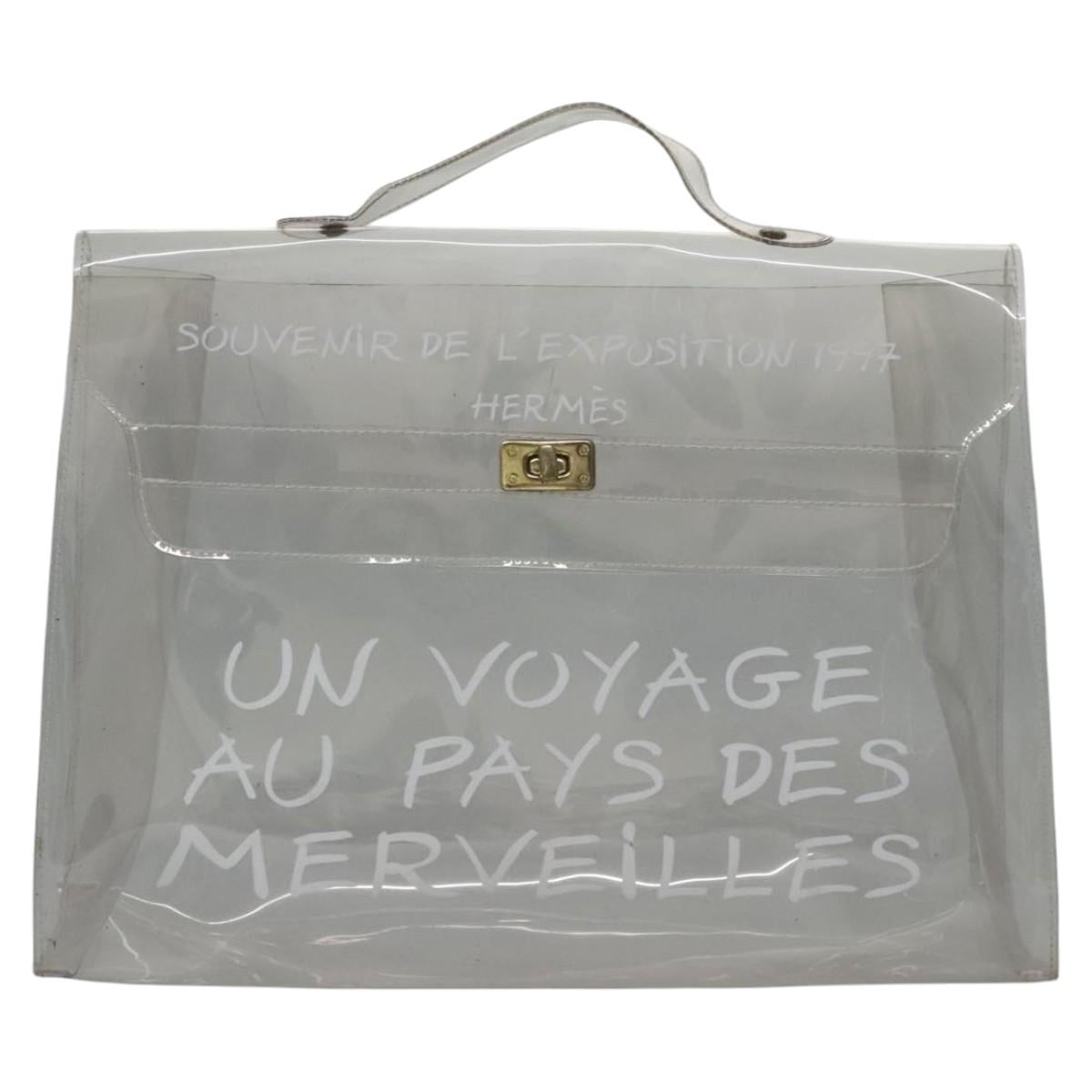 HERMES Vinyl Kelly Hand Bag Vinyl Clear Auth ep8137