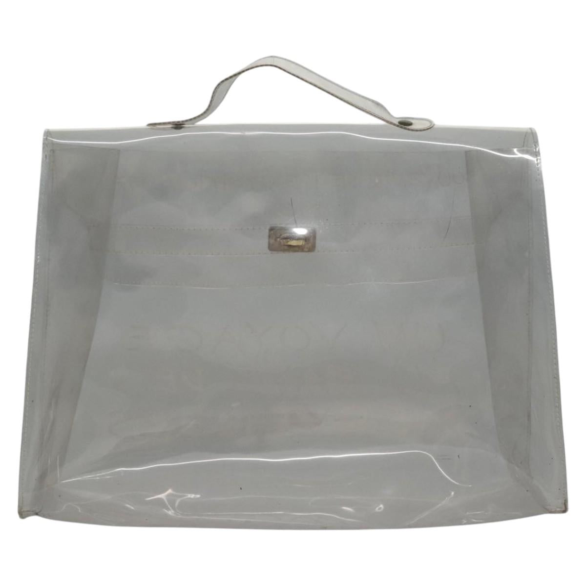 HERMES Vinyl Kelly Hand Bag Vinyl Clear Auth ep8137