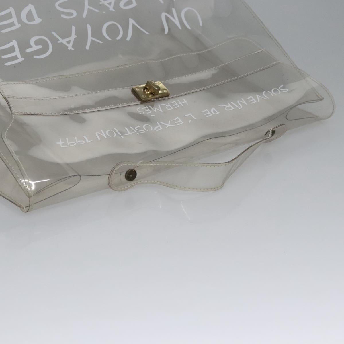 HERMES Vinyl Kelly Hand Bag Vinyl Clear Auth ep8137