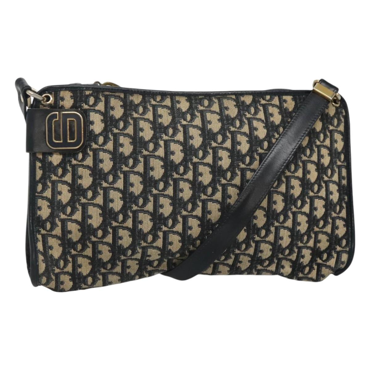 Christian Dior Trotter Canvas Shoulder Bag Navy Auth ep8138