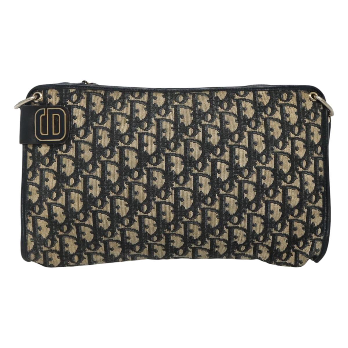 Christian Dior Trotter Canvas Shoulder Bag Navy Auth ep8138