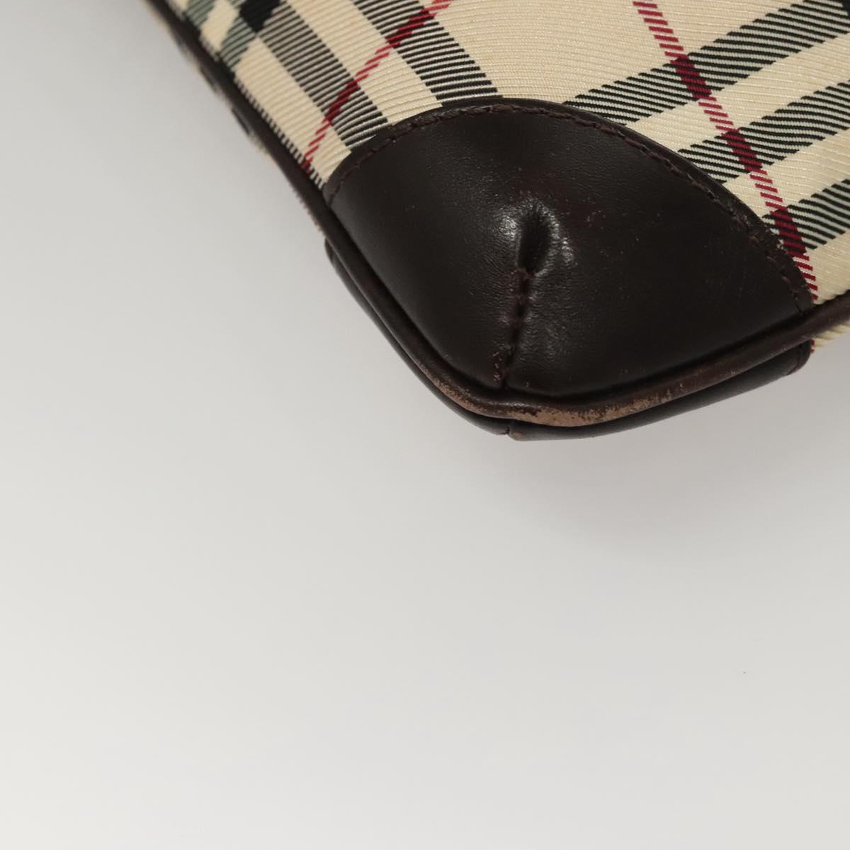 BURBERRY Nova Check Shoulder Bag Nylon Beige Brown Silver Auth ep8167