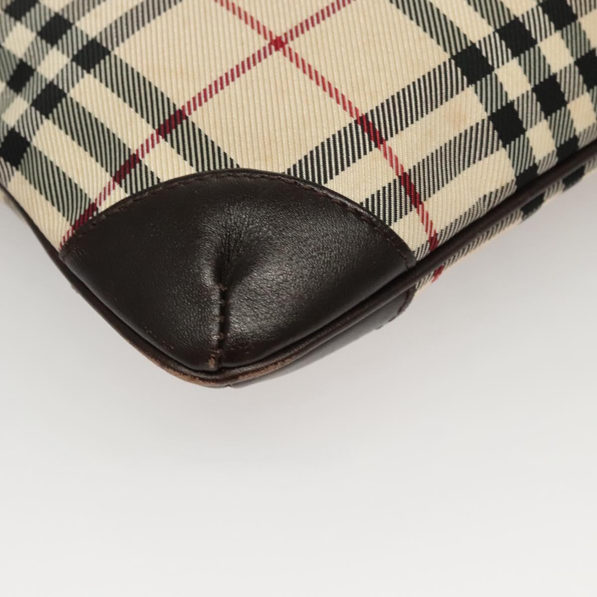 BURBERRY Nova Check Shoulder Bag Nylon Beige Brown Silver Auth ep8167