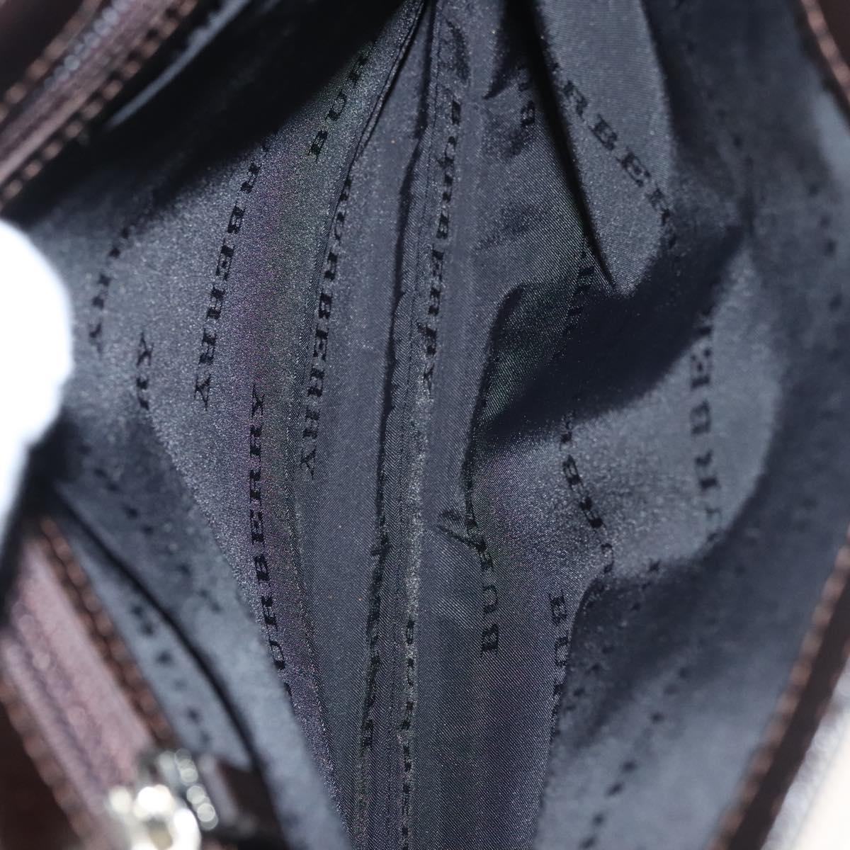 BURBERRY Nova Check Shoulder Bag Nylon Beige Brown Silver Auth ep8167