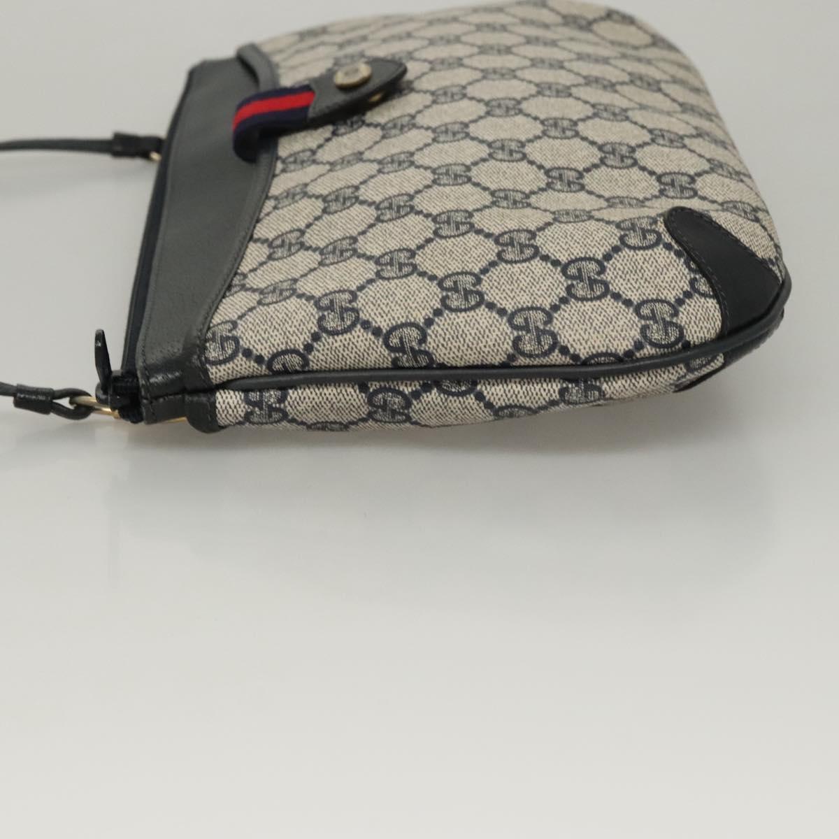 GUCCI GG Supreme Shoulder Bag PVC Navy Gold 39 02 026 Auth ep8170