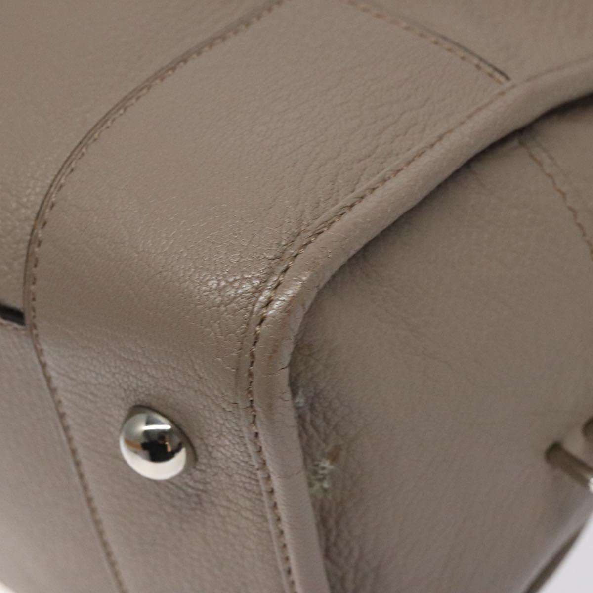 LOEWE Anagram Amazona 36 Hand Bag Leather Beige Silver Auth ep8171