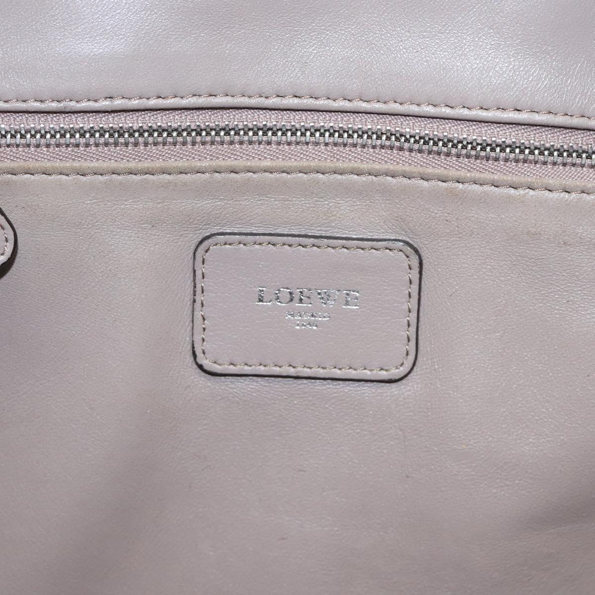 LOEWE Anagram Amazona 36 Hand Bag Leather Beige Silver Auth ep8171