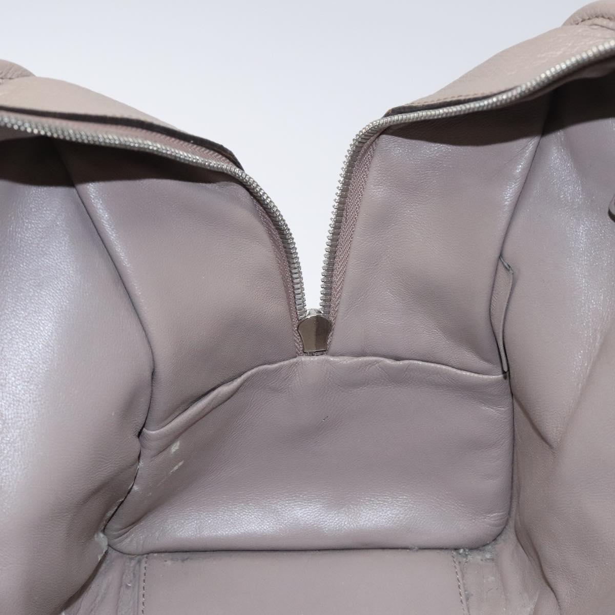 LOEWE Anagram Amazona 36 Hand Bag Leather Beige Silver Auth ep8171