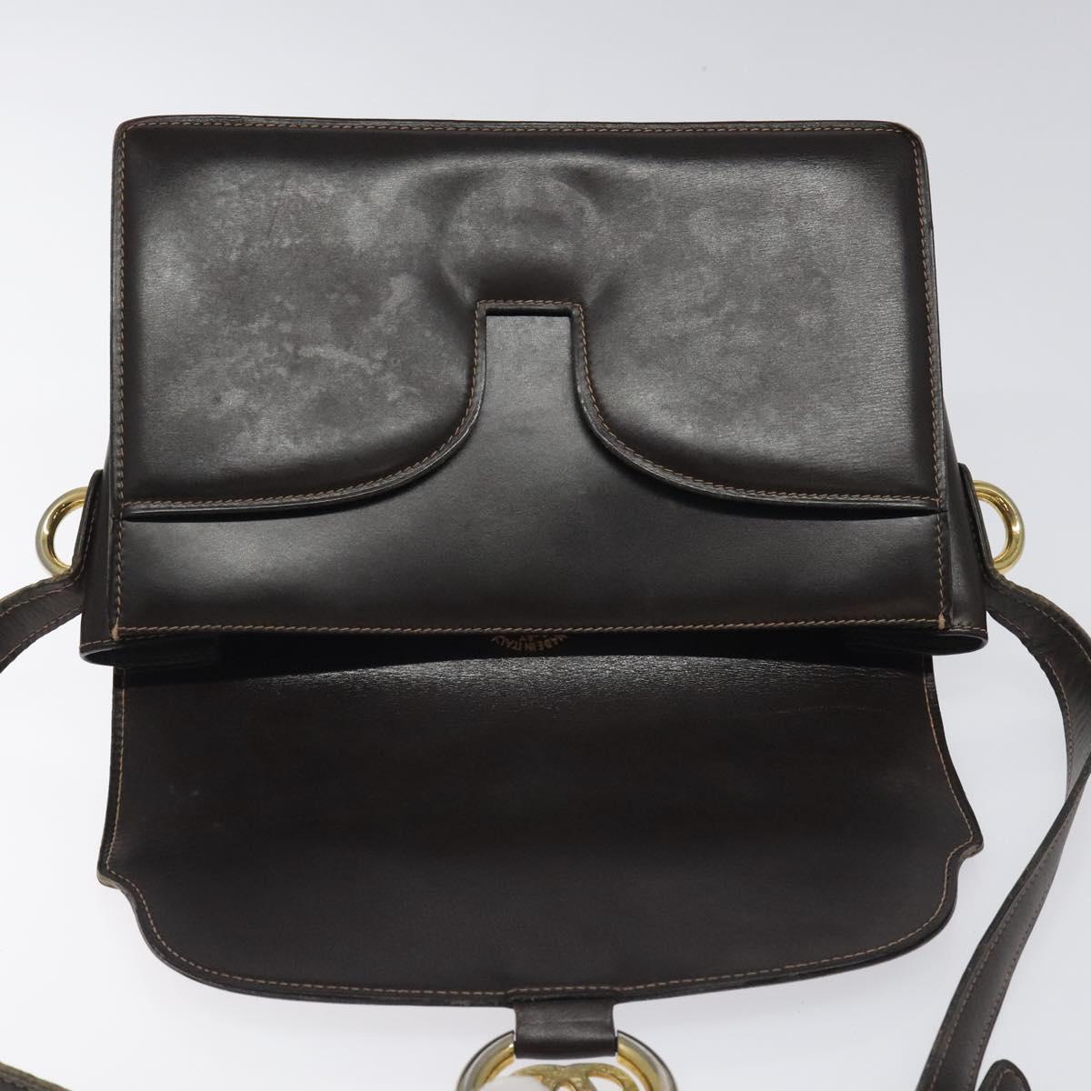GUCCI Shoulder Bag Leather Brown Auth ep8177