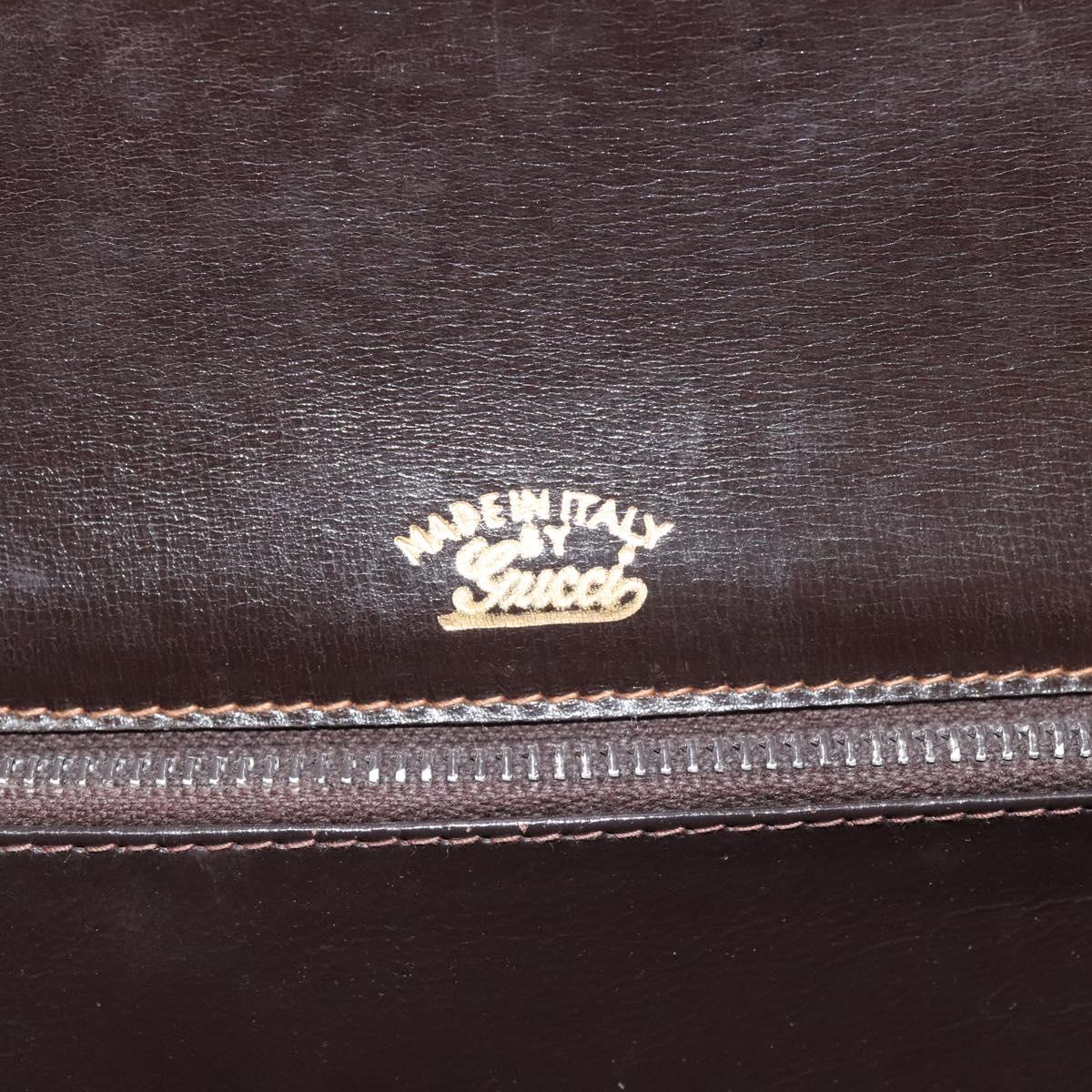 GUCCI Shoulder Bag Leather Brown Auth ep8177