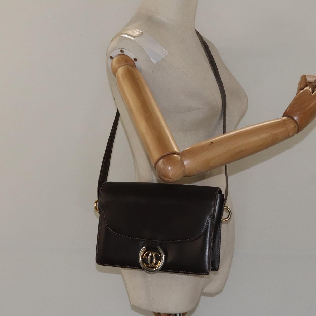 GUCCI Shoulder Bag Leather Brown Auth ep8177