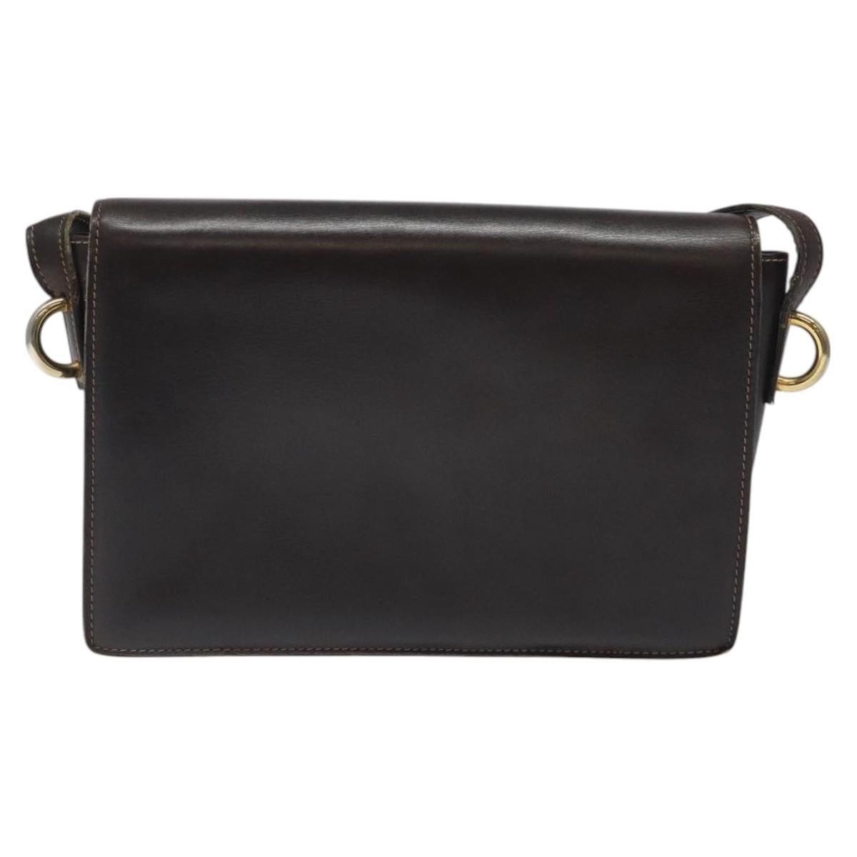 GUCCI Shoulder Bag Leather Brown Auth ep8177