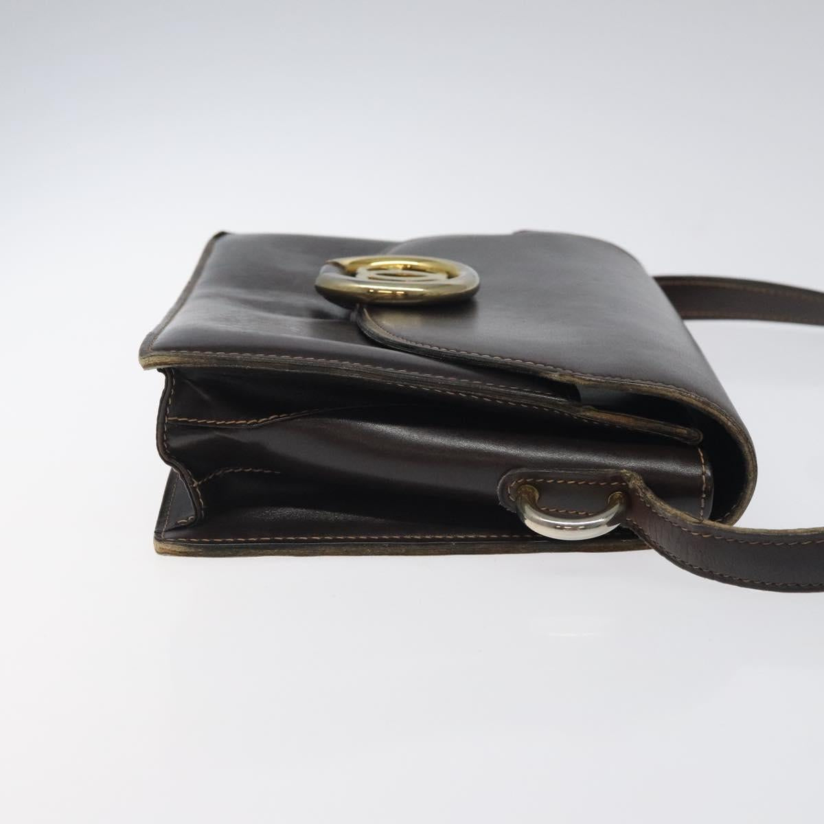 GUCCI Shoulder Bag Leather Brown Auth ep8177
