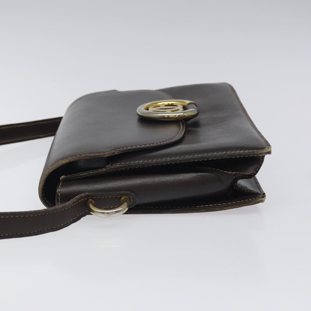 GUCCI Shoulder Bag Leather Brown Auth ep8177