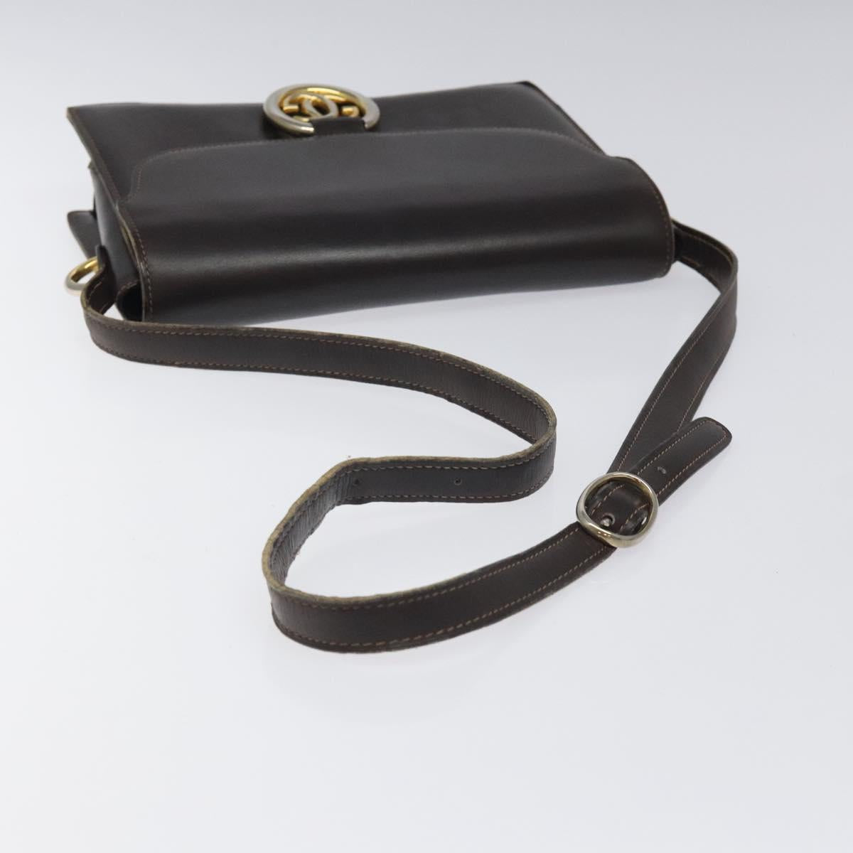 GUCCI Shoulder Bag Leather Brown Auth ep8177