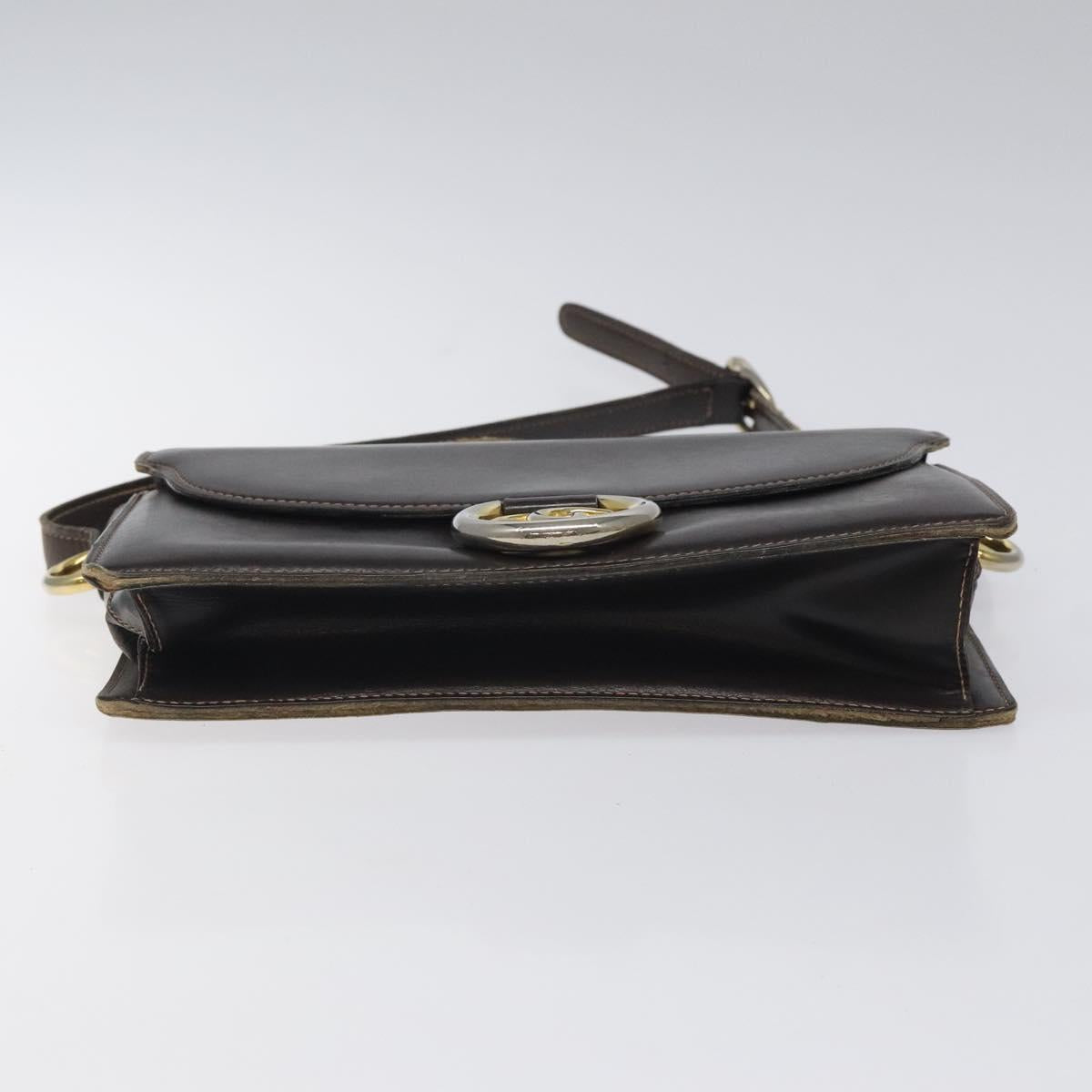 GUCCI Shoulder Bag Leather Brown Auth ep8177