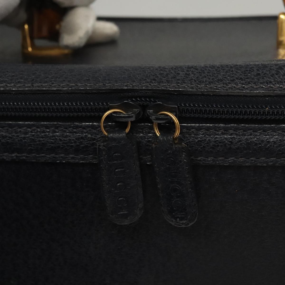 GUCCI Bamboo Vanity Hand Bag Leather Navy Gold 013 122 2491 Auth ep8190
