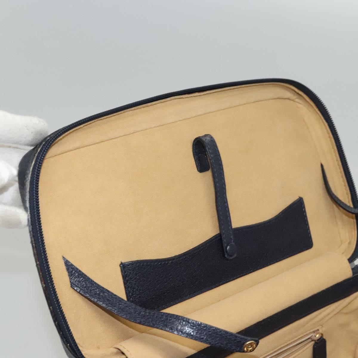 GUCCI Bamboo Vanity Hand Bag Leather Navy Gold 013 122 2491 Auth ep8190