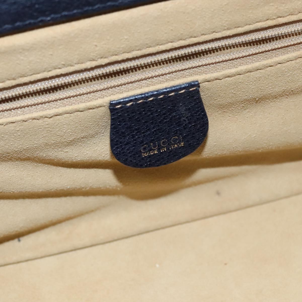 GUCCI Bamboo Vanity Hand Bag Leather Navy Gold 013 122 2491 Auth ep8190