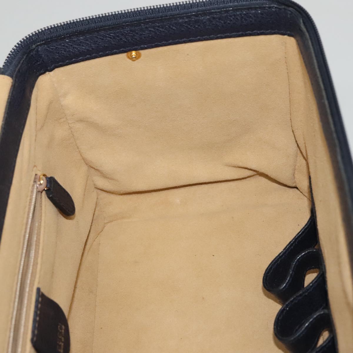 GUCCI Bamboo Vanity Hand Bag Leather Navy Gold 013 122 2491 Auth ep8190