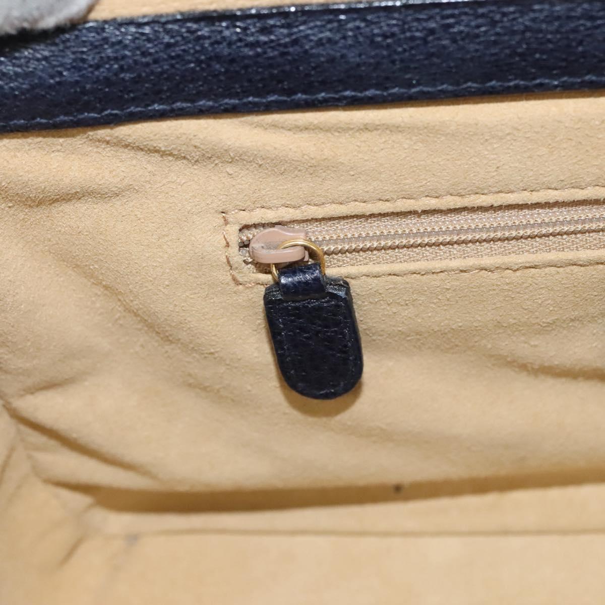 GUCCI Bamboo Vanity Hand Bag Leather Navy Gold 013 122 2491 Auth ep8190