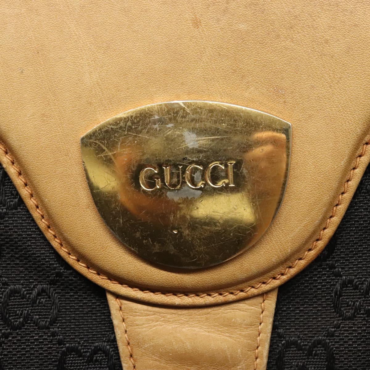 GUCCI GG Canvas Hand Bag Leather Black Auth ep8204