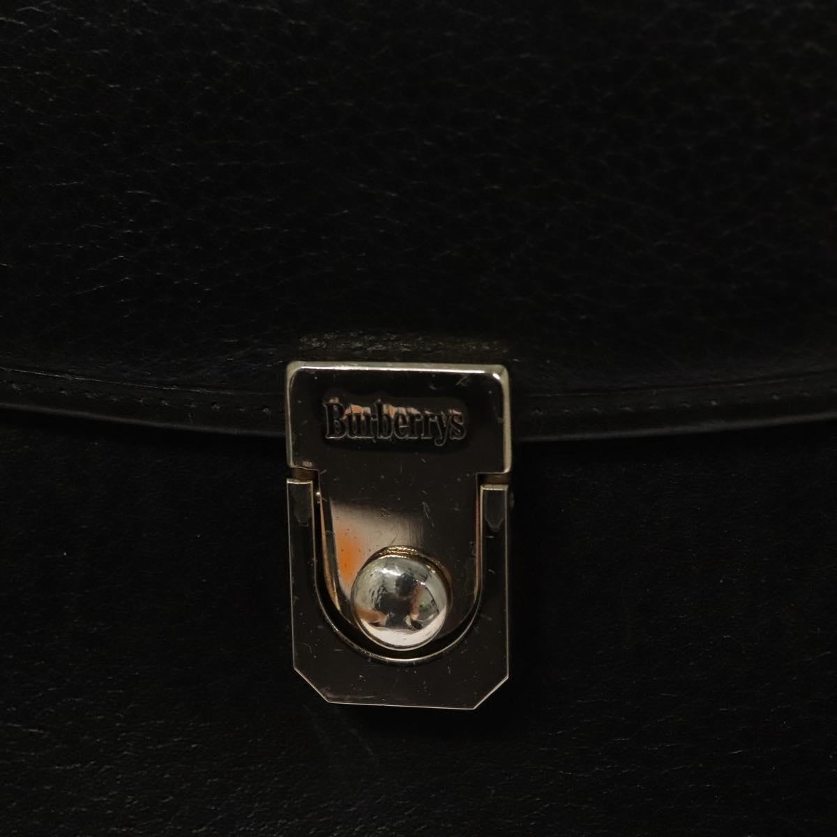 Burberrys Hand Bag Leather 2way Black Auth ep8214