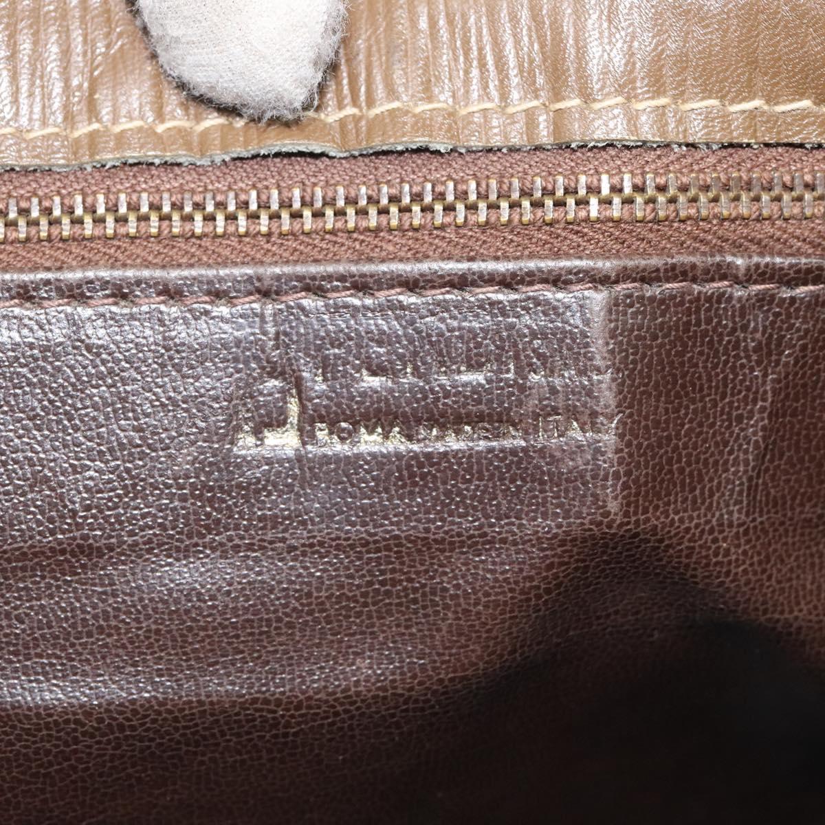 FENDI Zucchino Canvas Shoulder Bag Enamel Beige Gold Auth ep8215
